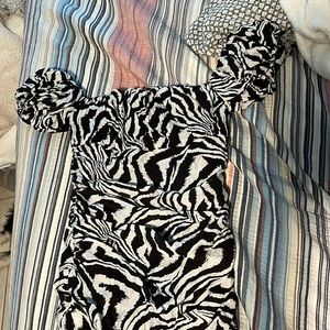 Fate Zebra Off the Shoulder Dress